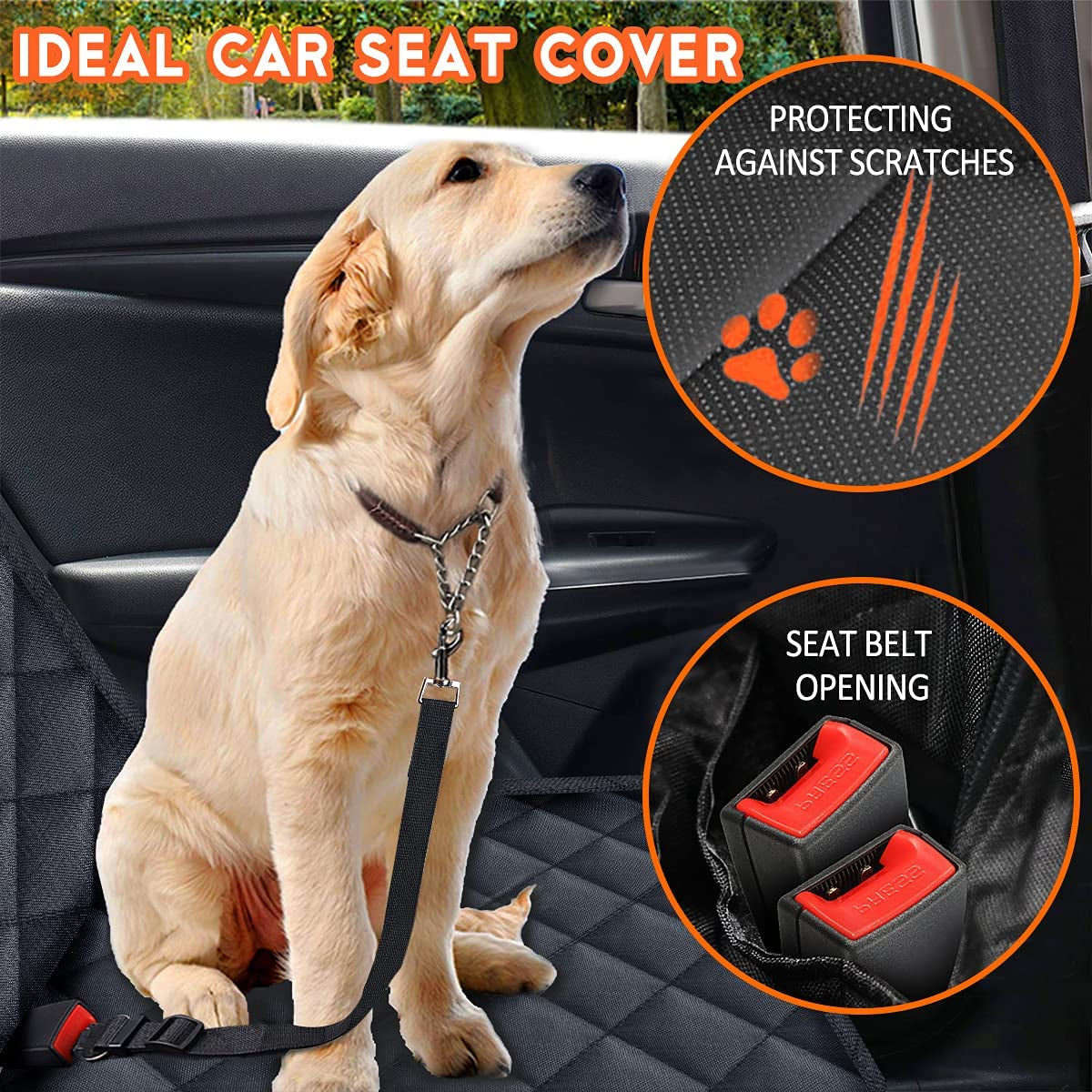 Dog Car Seat Cover, Back Seat Cover for Dogs Pet